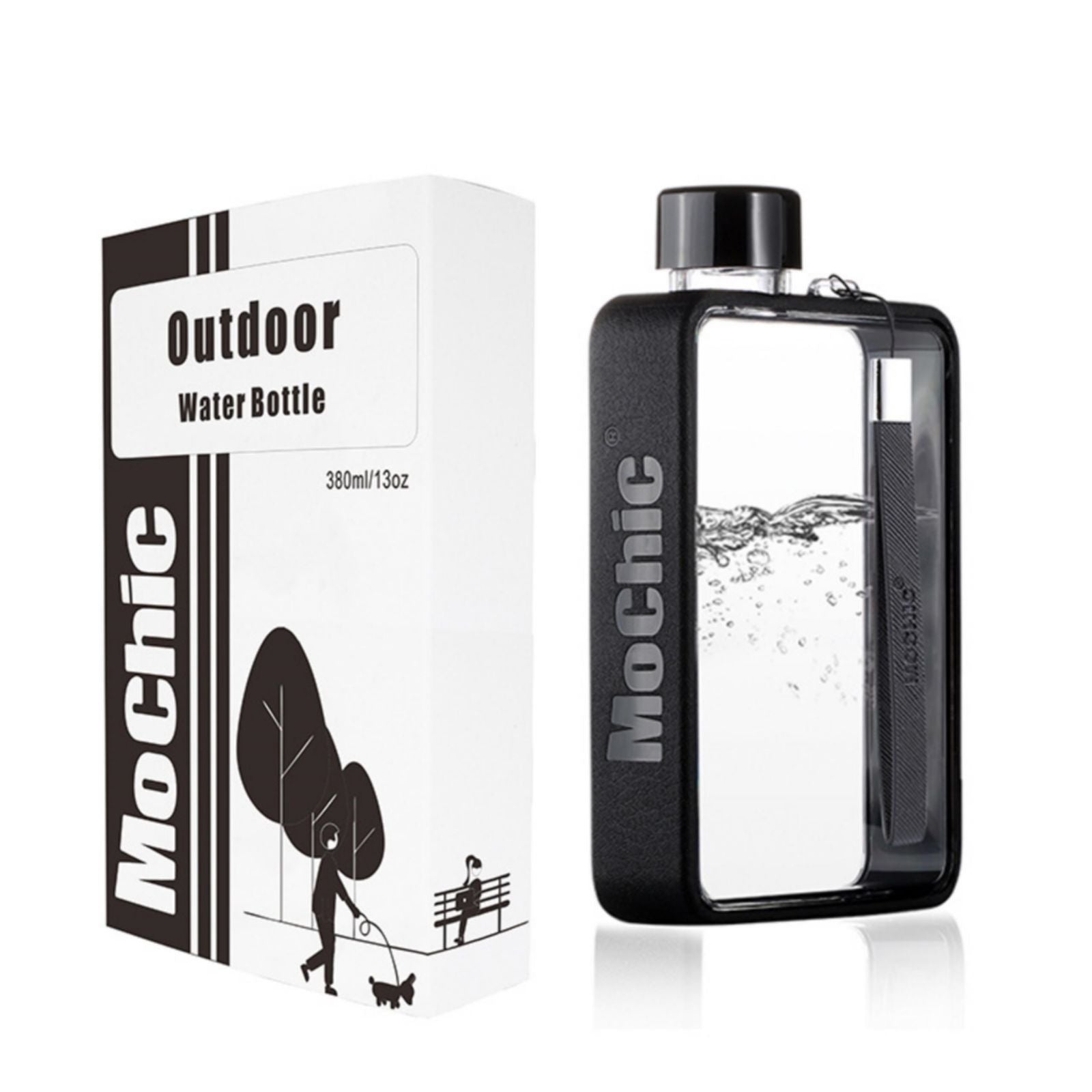 A5 Flat Water Bottle Portable Travel Mug BPA Free Water Bottle (Black) - Drowning In Summer