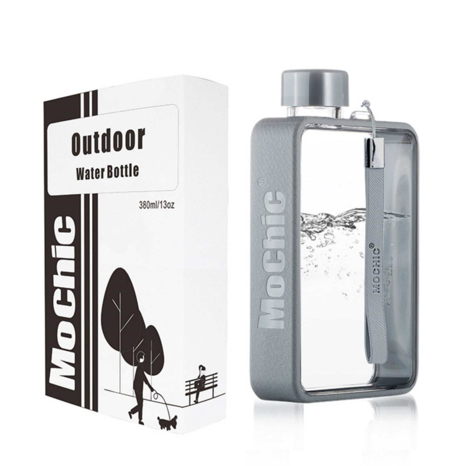 A5 Flat Water Bottle Portable Travel Mug BPA Free Water Bottle (Grey) - Drowning In Summer