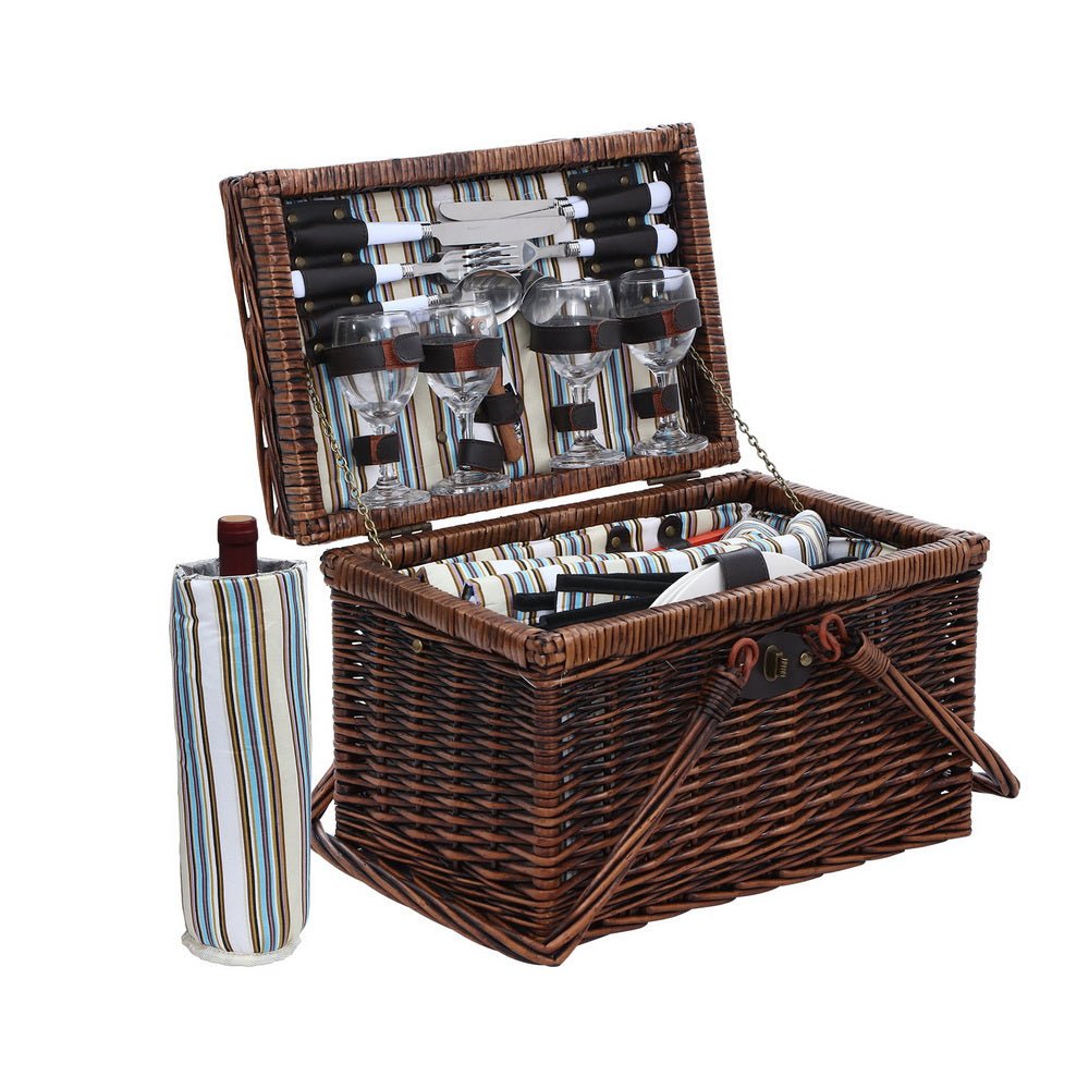 Alfresco 4 Person Picnic Basket Set Folding Insulated bag - Drowning In Summer