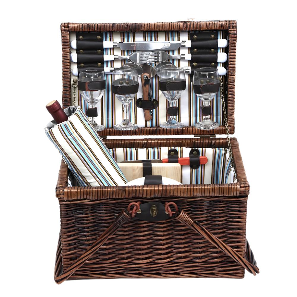 Alfresco 4 Person Picnic Basket Set Folding Insulated bag - Drowning In Summer