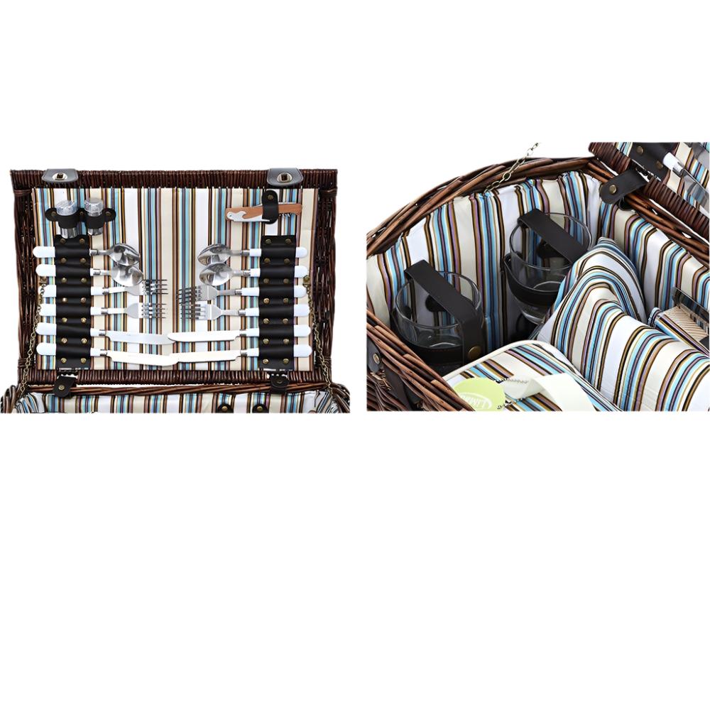 Alfresco 4 Person Picnic Basket Set Insulated Storage Blanket - Drowning In Summer