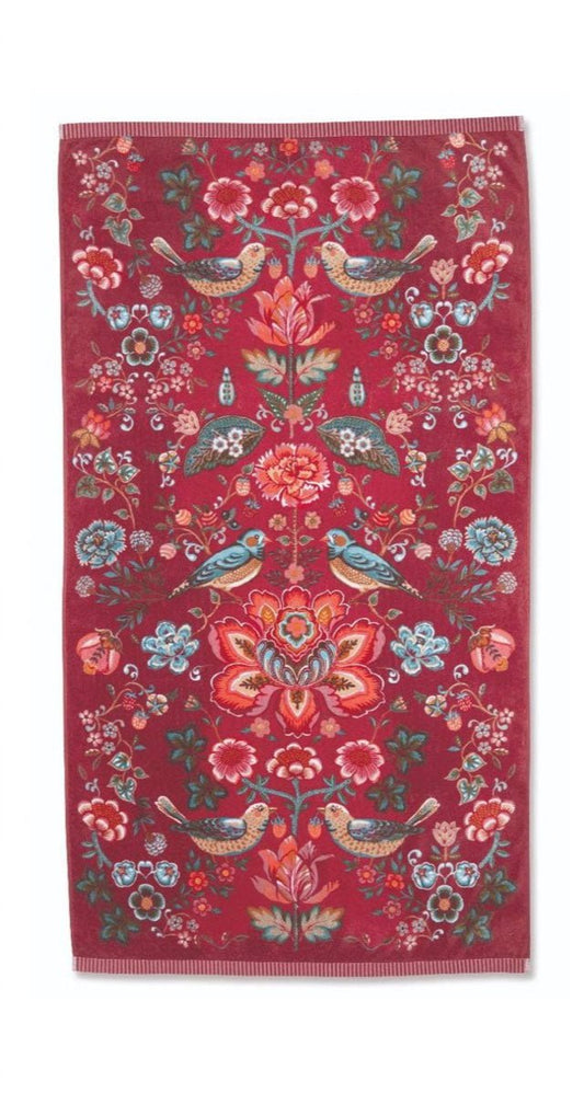 PIP Studio Oh My Darling Red Cotton Beach Towel 100cm x 180cm - Drowning In Summer