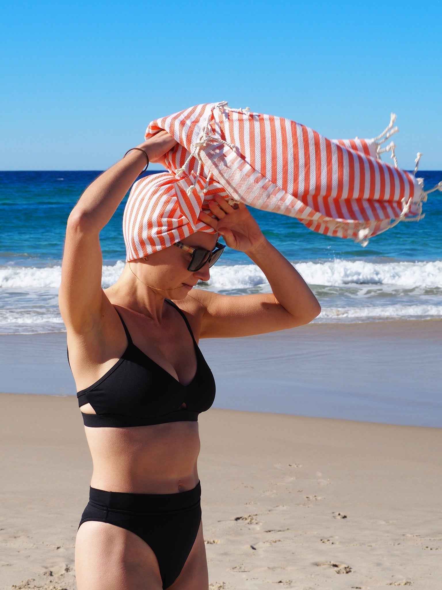 PORTSEA TURKISH COTTON TOWEL - CORAL - Drowning In Summer