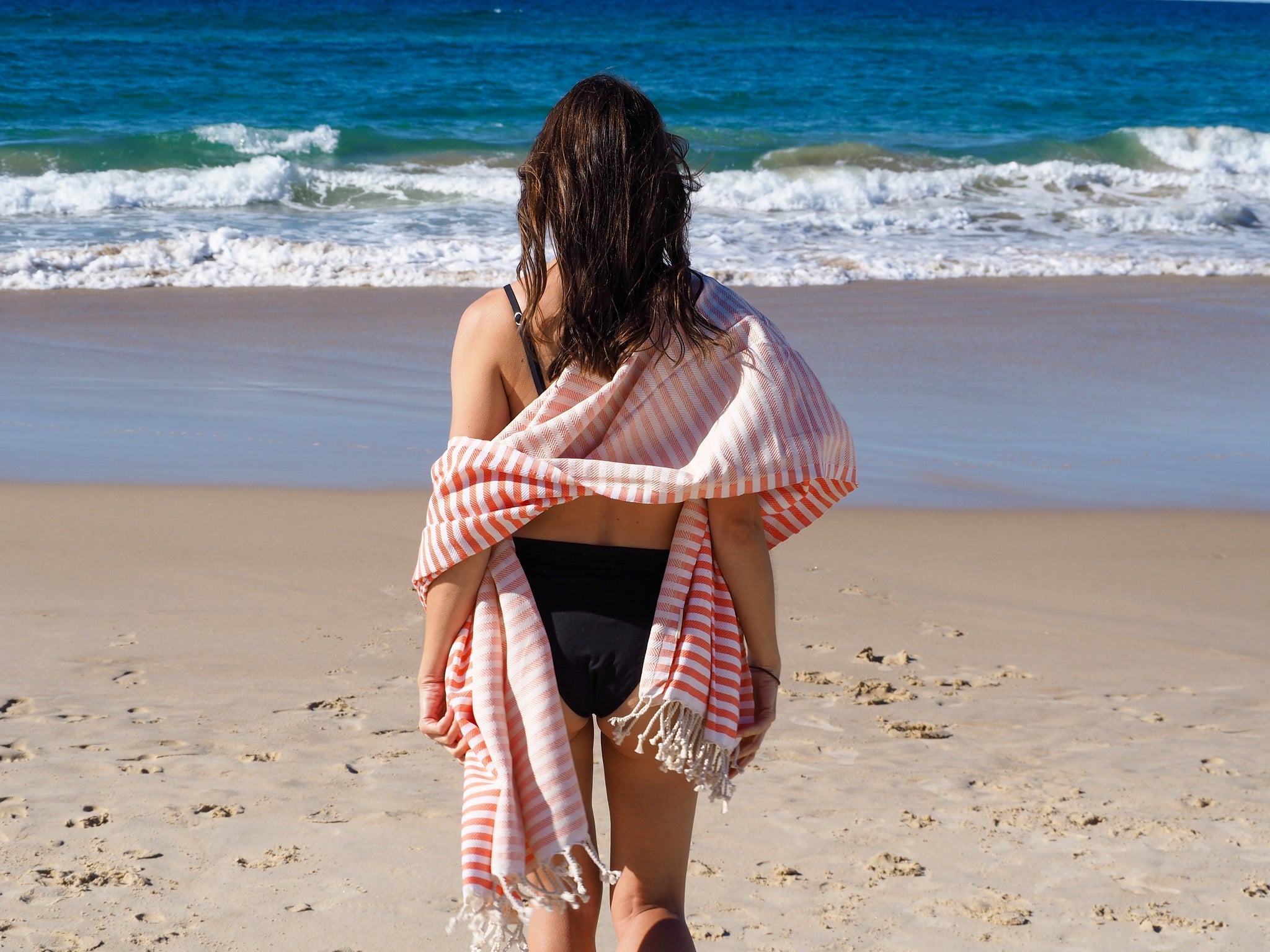 PORTSEA TURKISH COTTON TOWEL - CORAL - Drowning In Summer