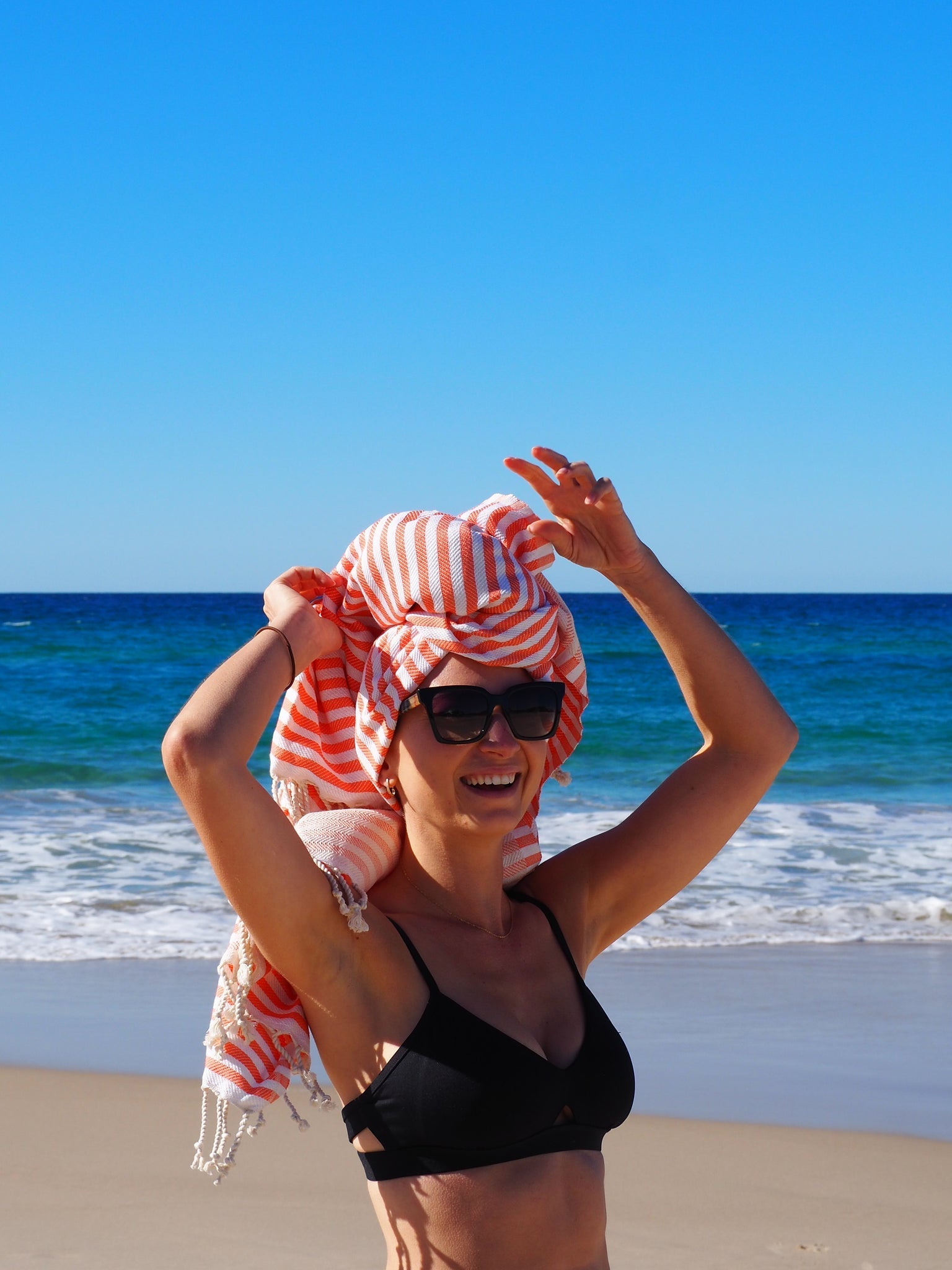 PORTSEA TURKISH COTTON TOWEL - CORAL - Drowning In Summer