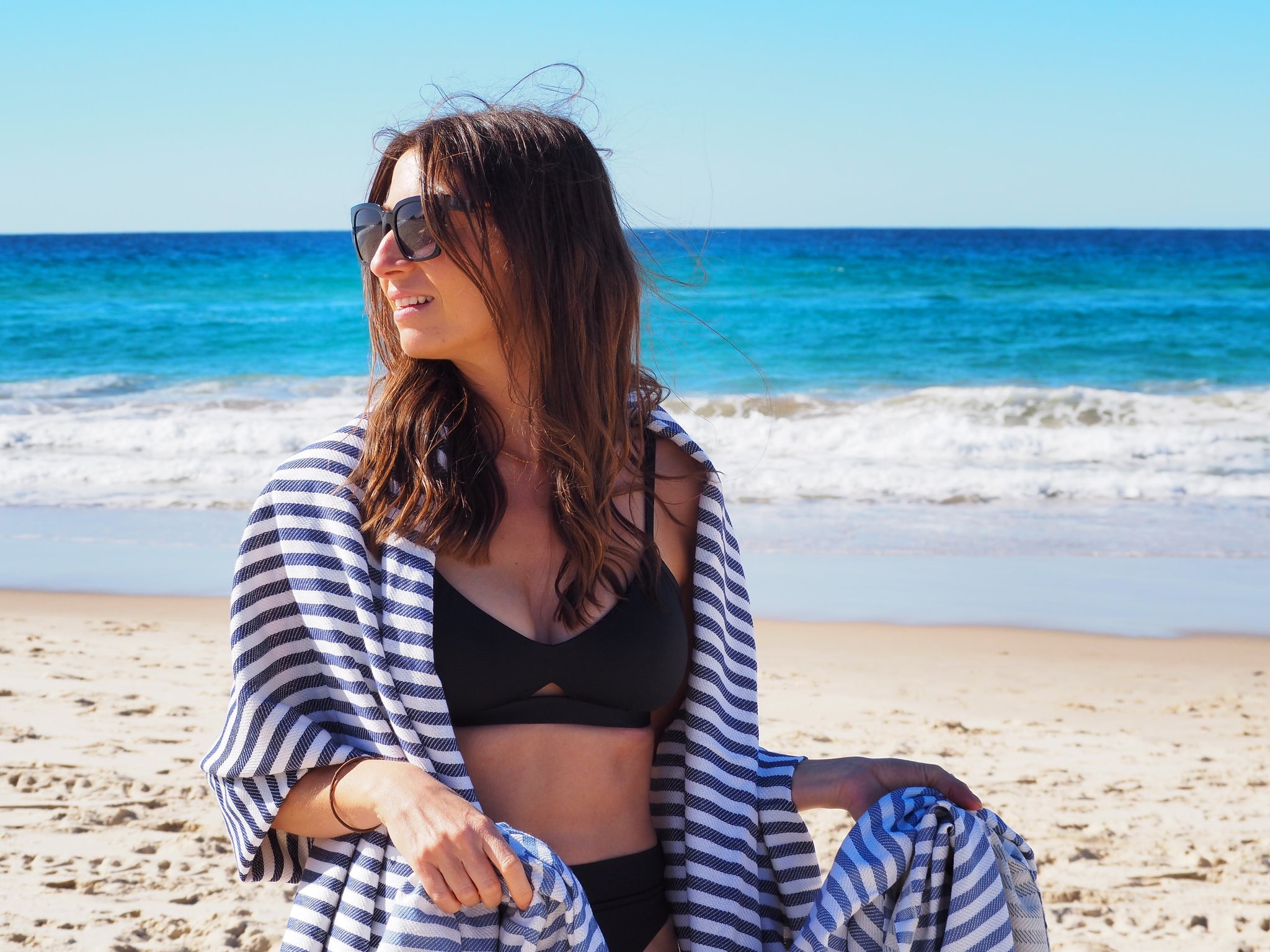 PORTSEA TURKISH COTTON TOWEL - NAVY - Drowning In Summer